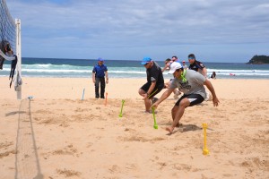 Outdoor team building beach games and flag races for staff to compete laugh and win