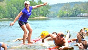 Bushsports Raft Team Building Activities and Fun Regatta events on the white water Hawkesbury River Sydney